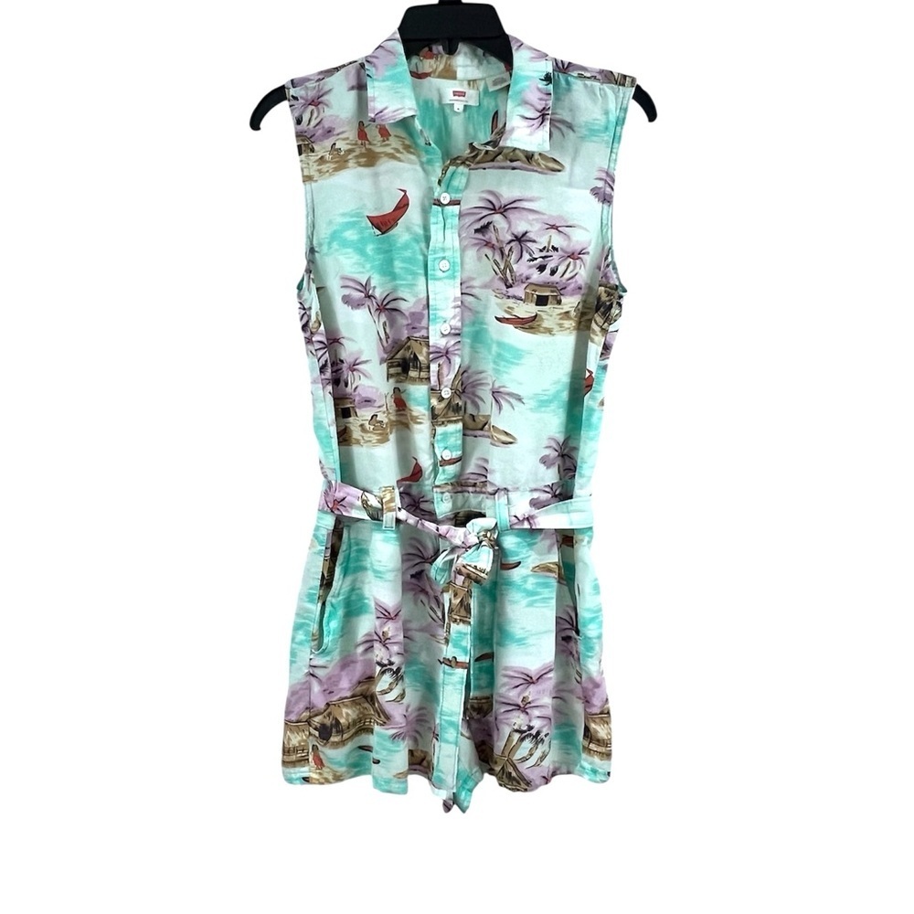 Levi’s Tropical Polynesian Hawaiian Romper Molly Retro Playsuit Button Up Romper